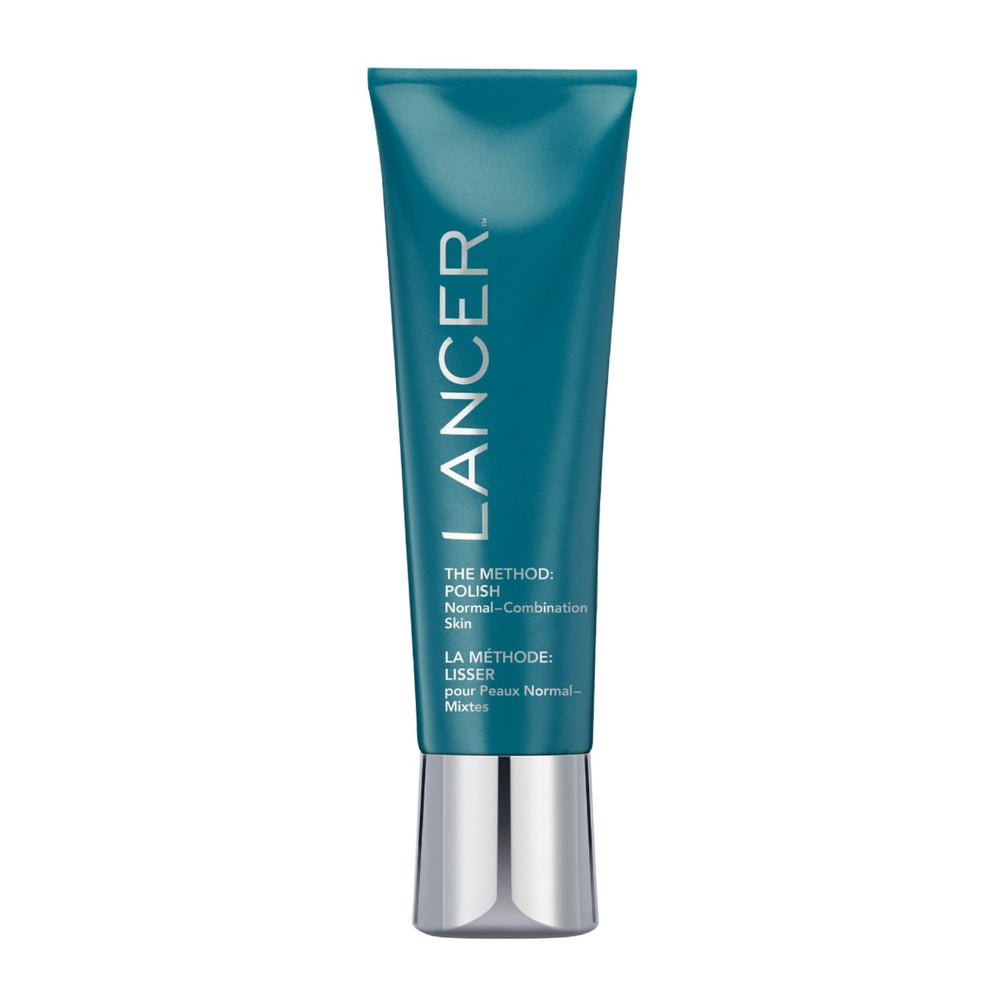 Lancer The Method Polish jar close-up illustrating hydrating exfoliator for smoother skin.