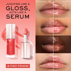 Lancôme Lip Idôle JuicyTreat shine close-up highlighting glossy finish