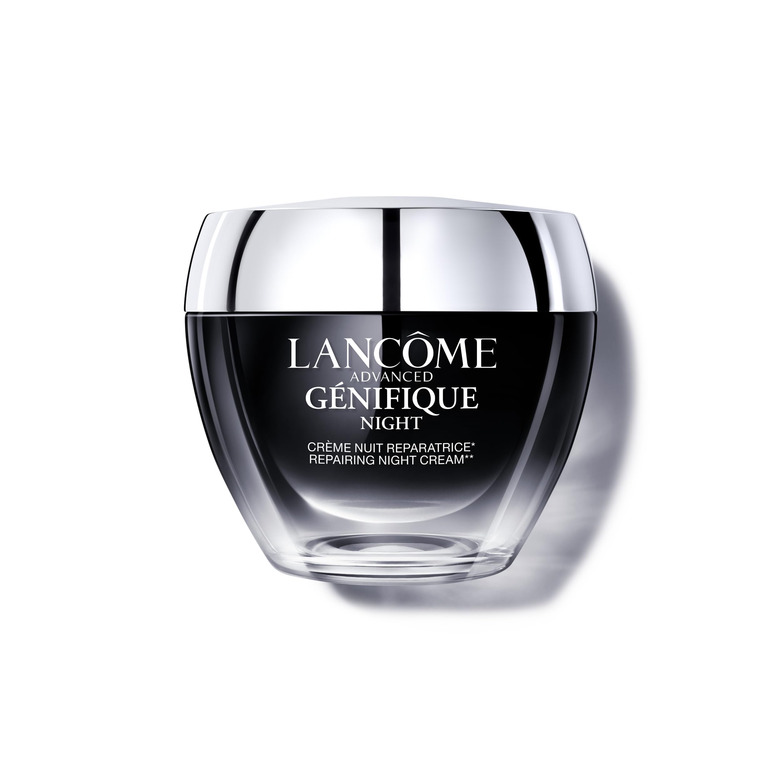 Lancôme Advanced Génifique Night Cream barrier-application showing rich hydration for skin support.