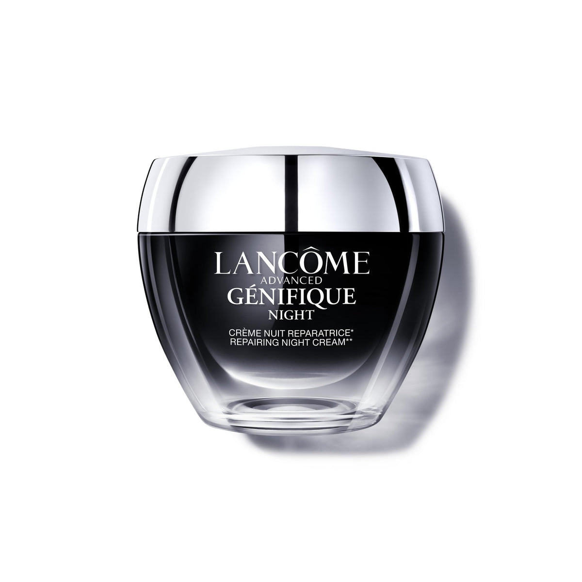 Lancôme Advanced Génifique Night Cream barrier-application showing rich hydration for skin support.