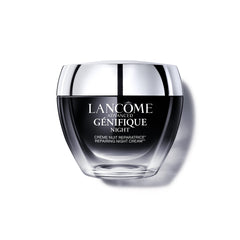 Lancôme Advanced Génifique Night Cream barrier-application showing rich hydration for skin support.