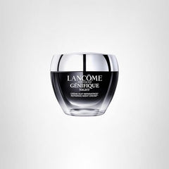 Lancôme Advanced Génifique Night Cream bottle glow suggesting overnight radiance.