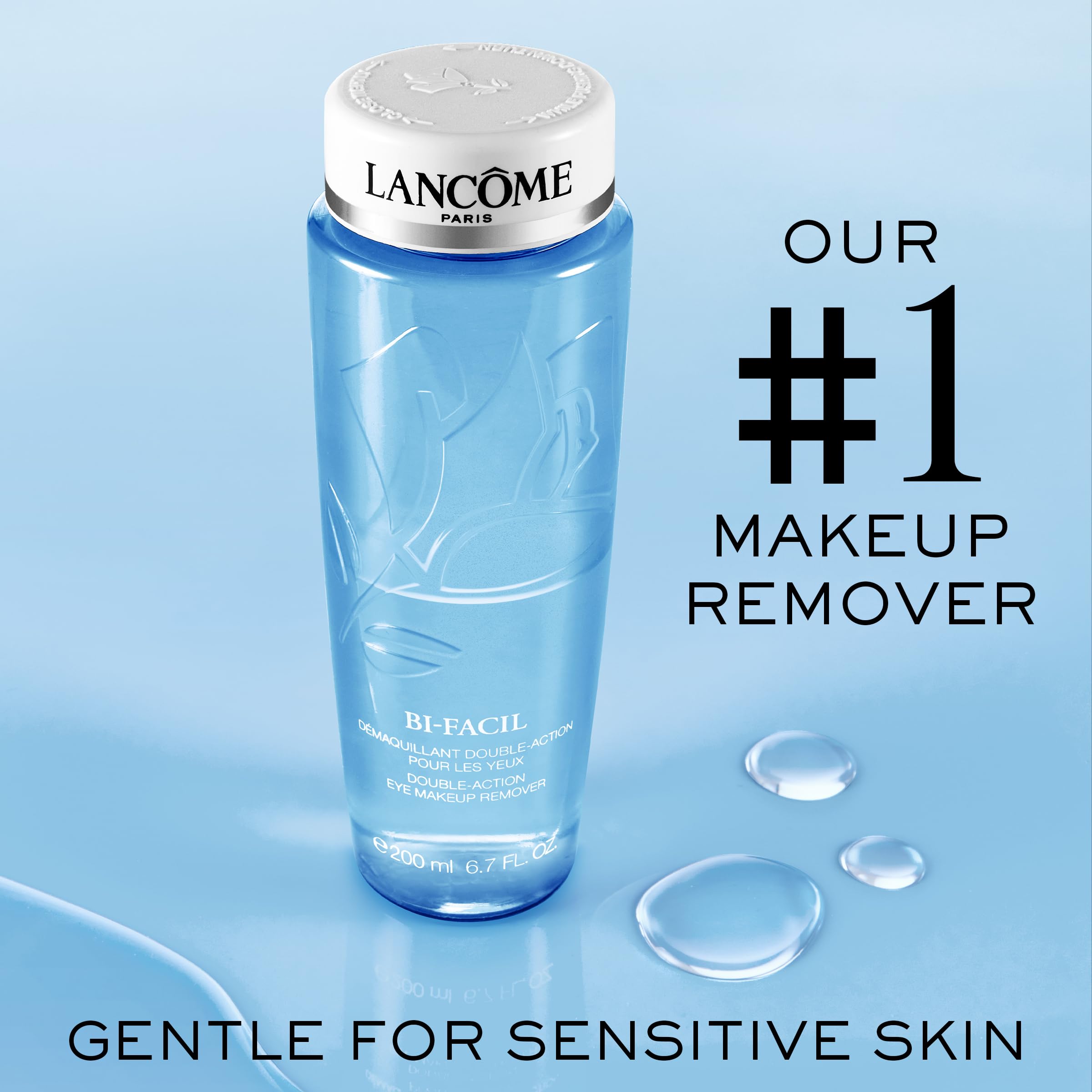 Lancôme Bi-Facil shake-to-activate dual-phase formula quickly loosens makeup before cleansing.