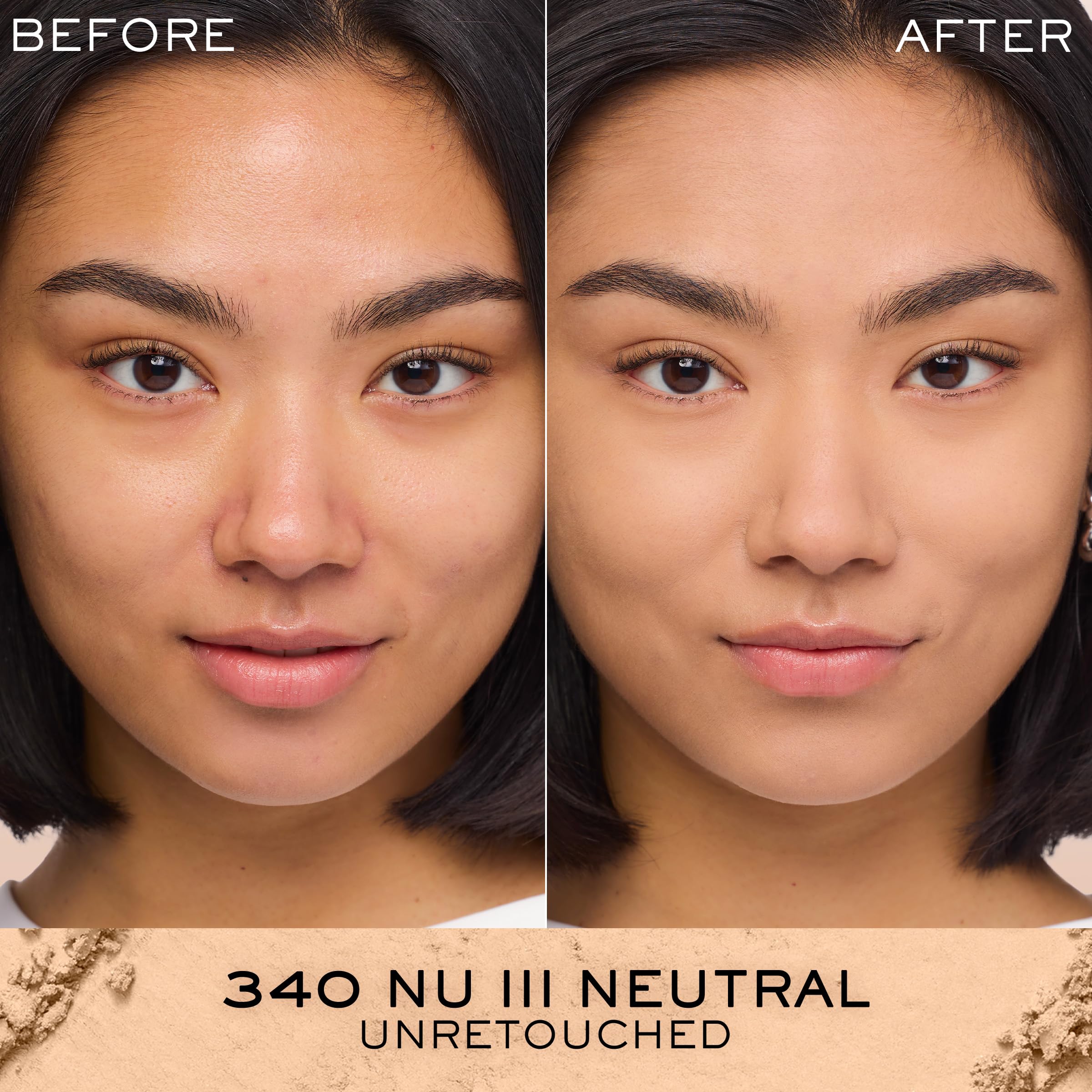 Lancôme Dual Finish dry-application swatch reveals smooth, buildable coverage.