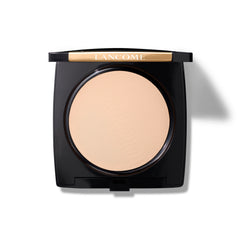 Lancôme Dual Finish Powder Foundation bottle shows natural matte finish for all-day wear.