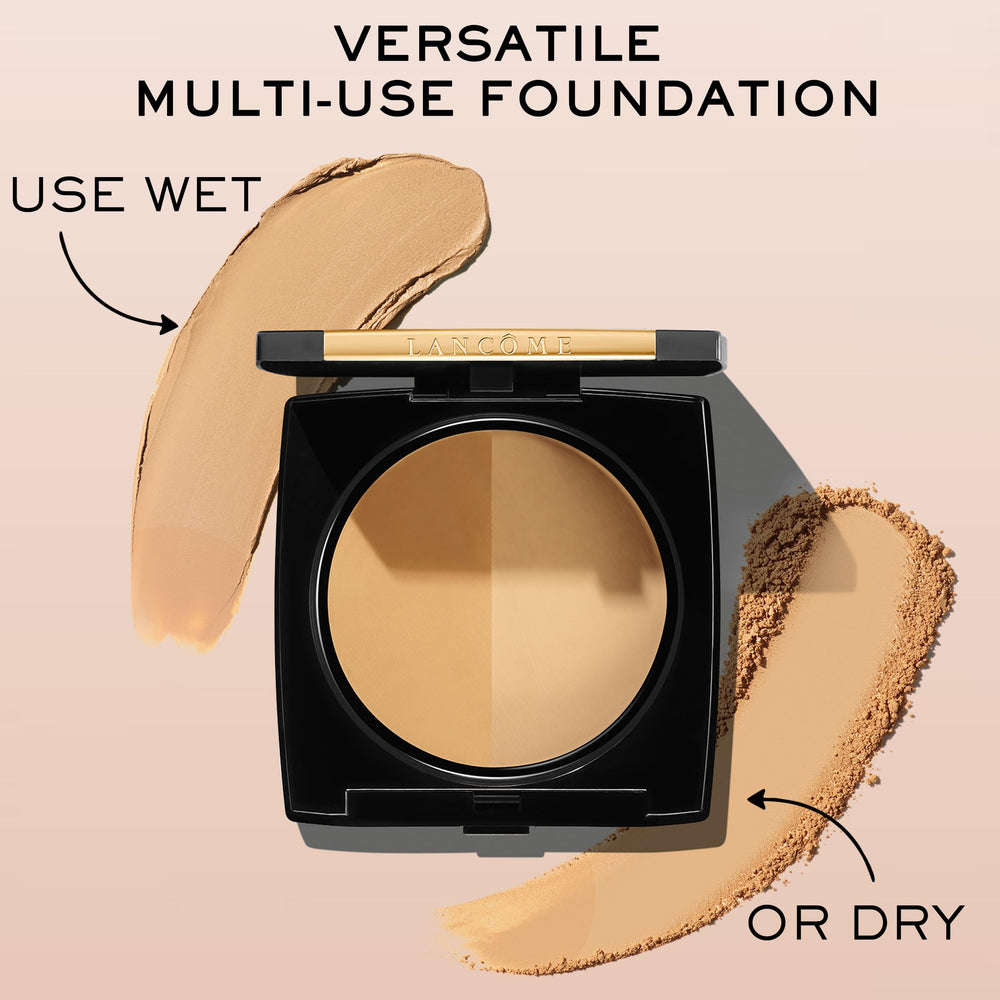 Lancôme Dual Finish Powder suitable for all skin types; dermatologist-tested reassurance.