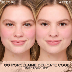 Lancôme Dual Finish wet-application swatch for a liquid-like finish.