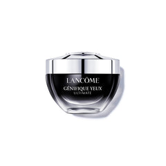 Lancôme Génifique Eye Cream bottle closeup showing luxurious hydration.