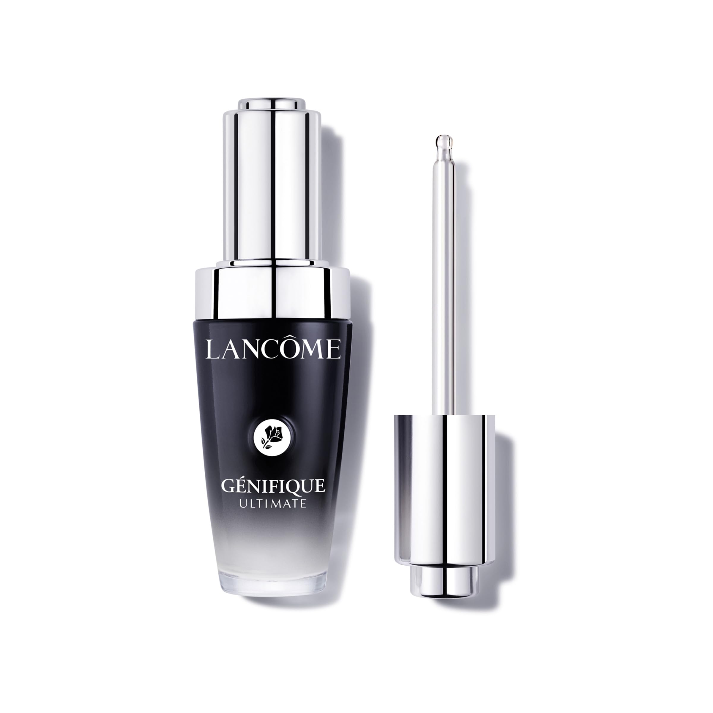 Lancôme Génifique Ultimate Dual Recovery bottle closeup for a premium anti-aging routine