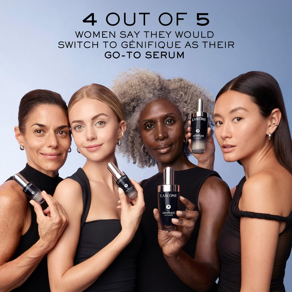 Lancôme Génifique Ultimate Dual Recovery Serum glow-radiance image suggests brighter skin