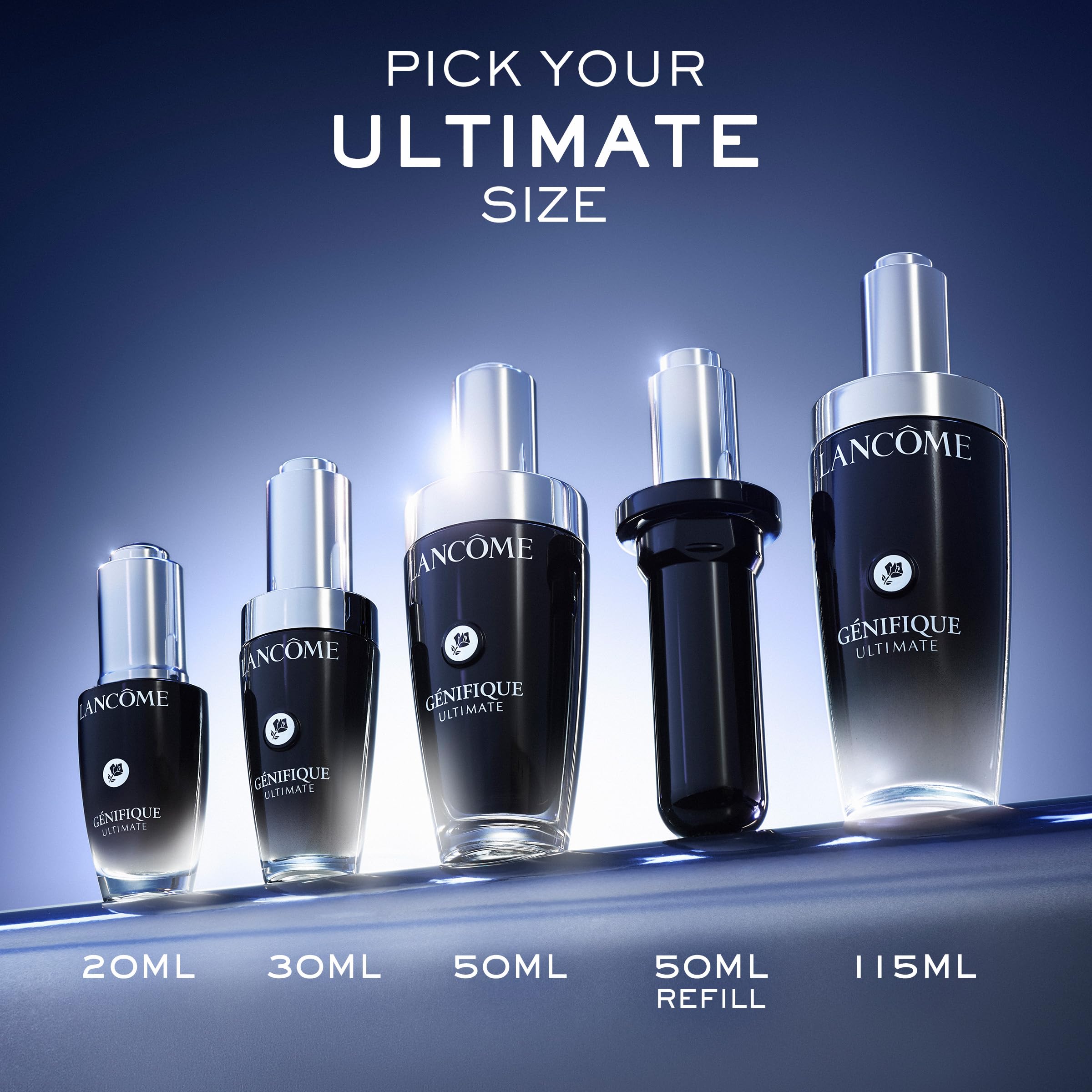 Lancôme Génifique Ultimate Dual Recovery Serum hyaluronic-acid illustration highlights plumpness benefits