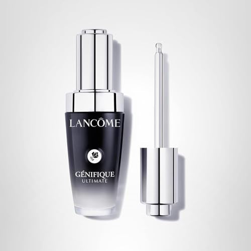 Lancôme Génifique Ultimate serum closeup suggests wrinkle reduction and subtle firmness