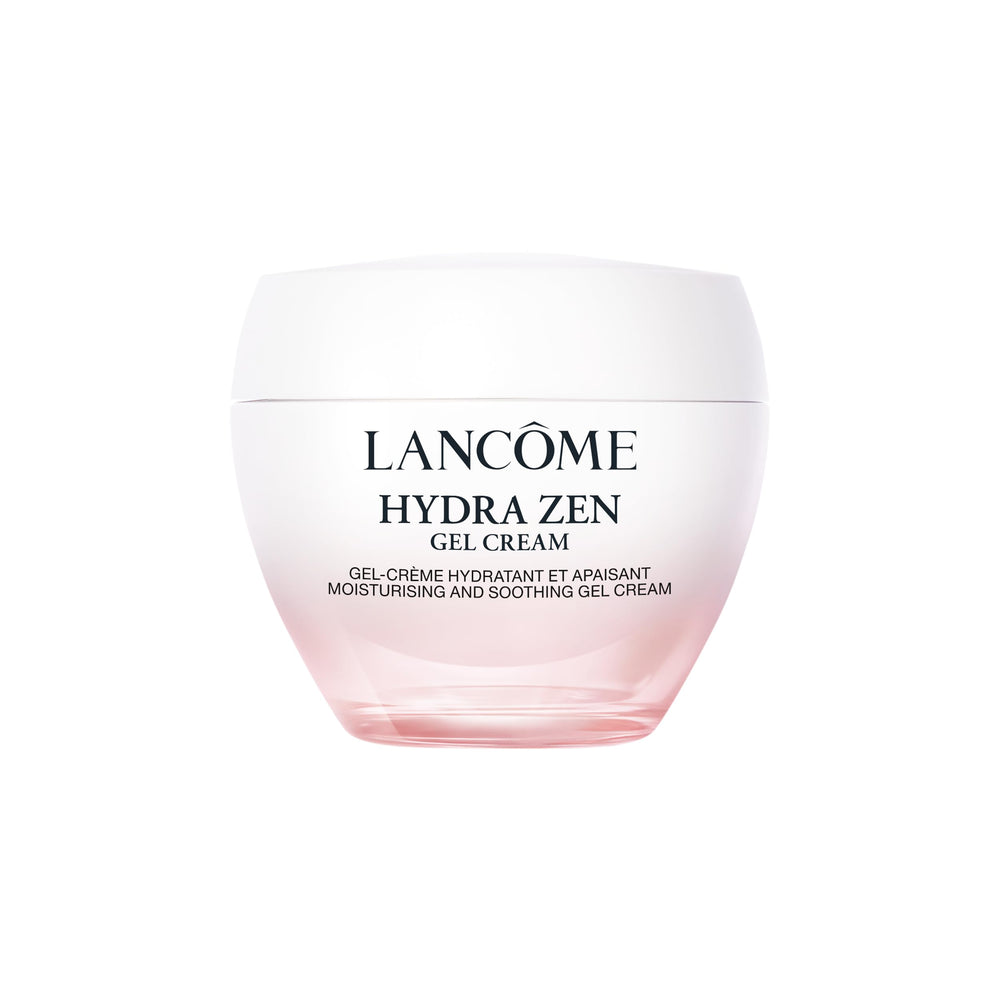 Lancôme Hydra Zen Gel Cream bottle closeup for oil-free hydration.