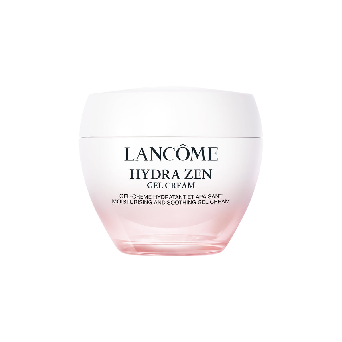 Lancôme Hydra Zen Gel Cream bottle closeup for oil-free hydration.