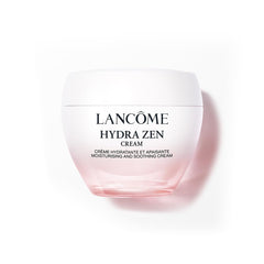Lancôme Hydra Zen moisturizer jar closeup shows hydrating, soothing cream for daily nourishment.