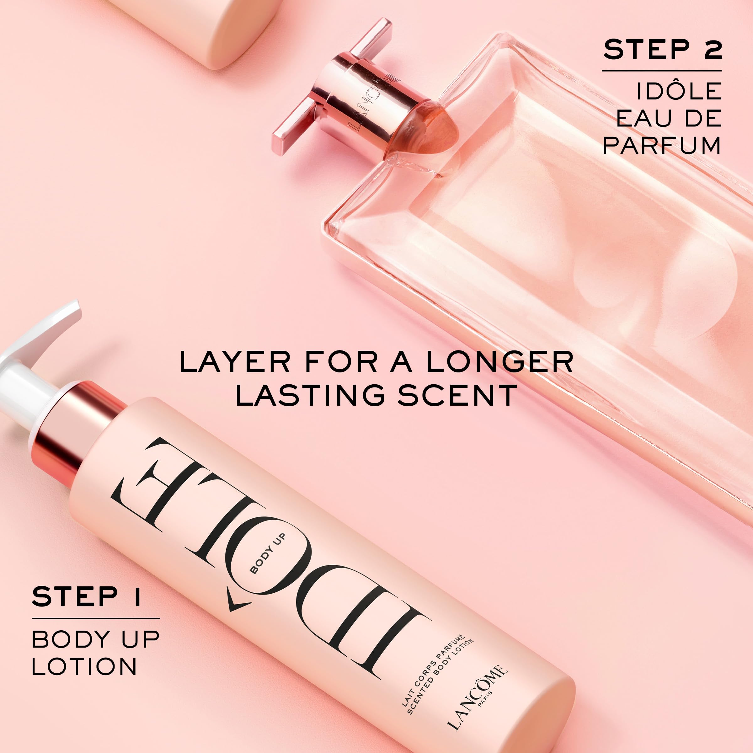 Lancôme Idôle Body Up 6.7 oz bottle size emphasized for everyday use.