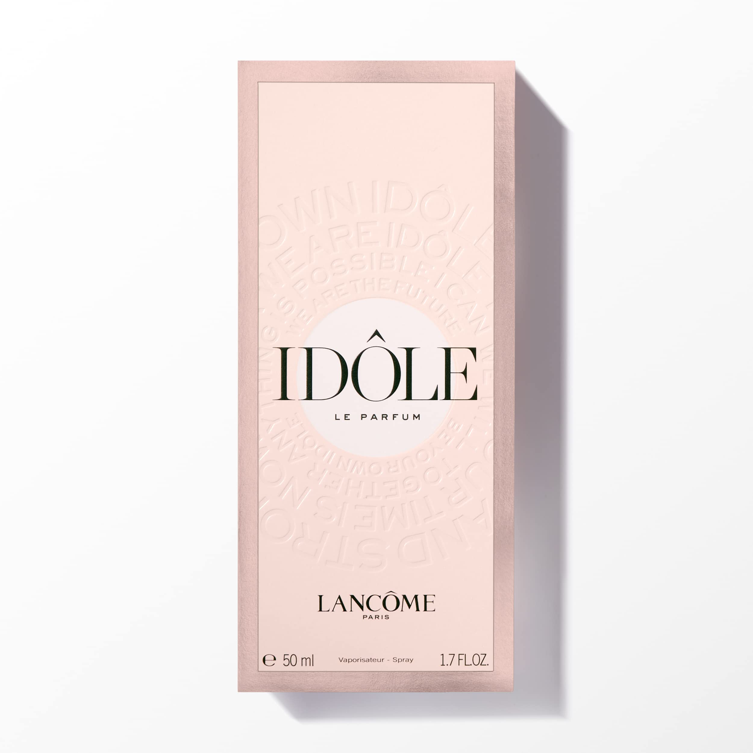 Lancôme Idôle slim flat bottle embodies travel-friendly elegance.