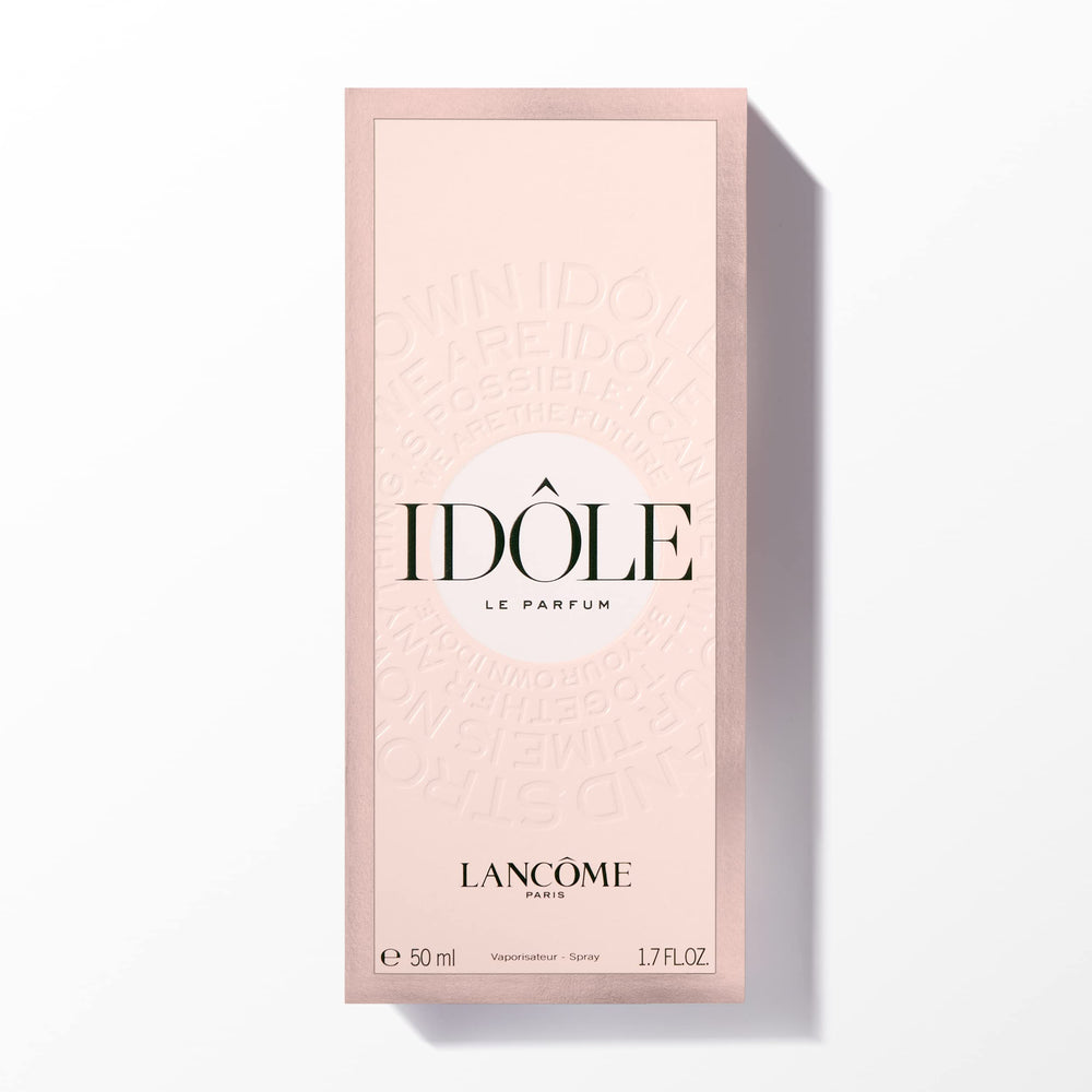Lancôme Idôle slim flat bottle embodies travel-friendly elegance.