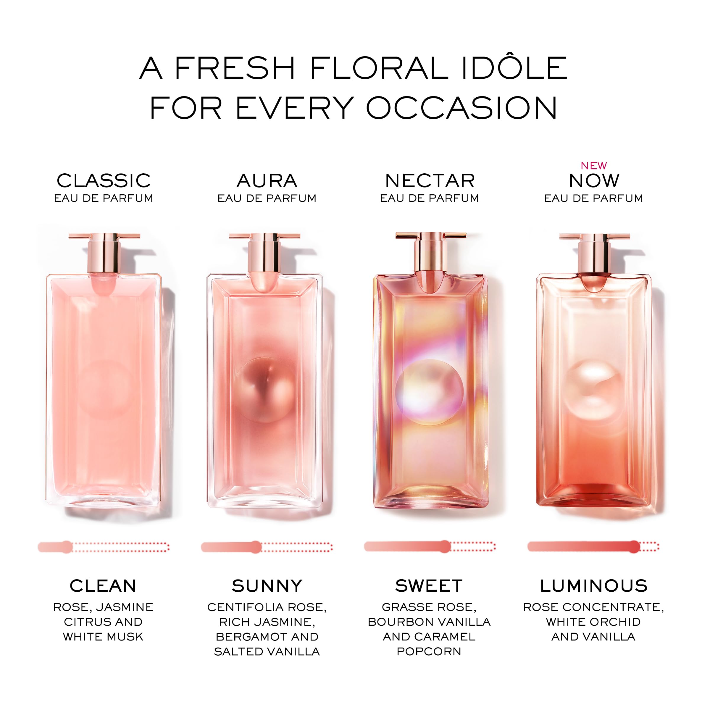 Lancôme Idôle Now vanilla note close-up conveys warm, comforting finish.