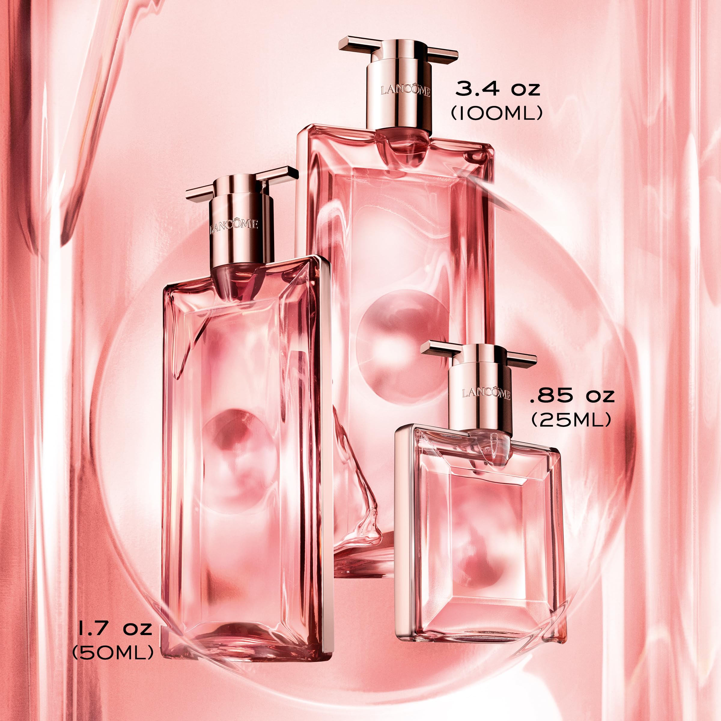 Lancôme Idôle vanity display placed on a dresser for everyday elegance.