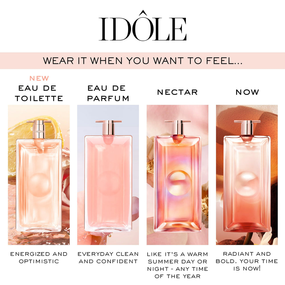 Lancôme Idôle wrist swatch, illustrating how fragrance lingers with body warmth throughout the day.