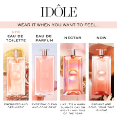 Lancôme Idôle wrist swatch, illustrating how fragrance lingers with body warmth throughout the day.