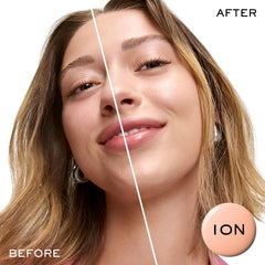 Lancôme Idôle 3 Serum Tint application layered swipes demonstrates sheer to buildable coverage.