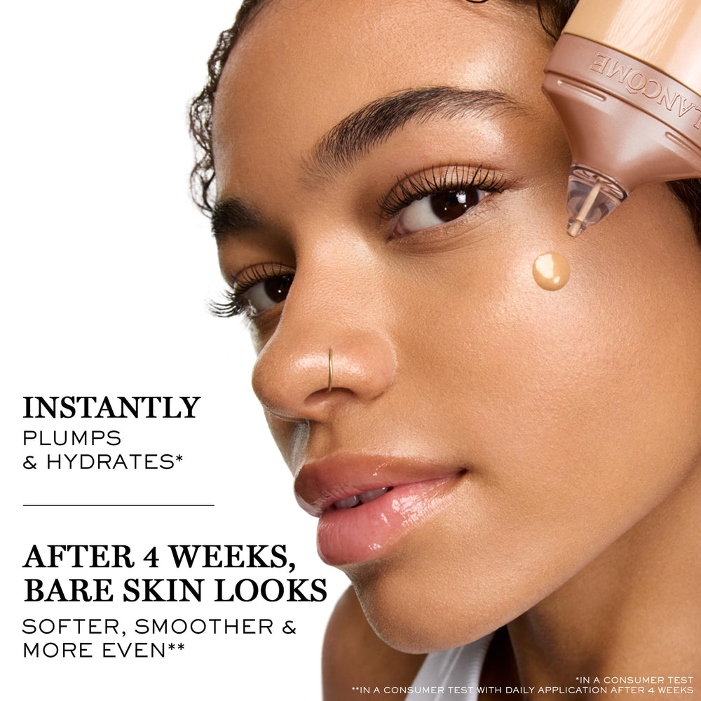 Lancôme Idôle 3 Serum Tint swirl on cheek highlights buildable coverage and radiant skin.