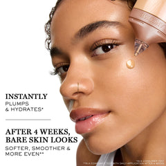 Lancôme Idôle 3 Serum Tint swirl on cheek highlights buildable coverage and radiant skin.