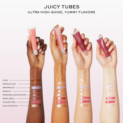 Lancôme Juicy Tubes layer over lipstick for ultra-juicy topcoat.