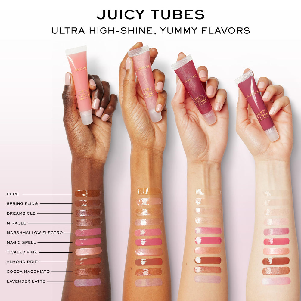 Lancôme Juicy Tubes Cocoa Macchiato shade warm caramel glow