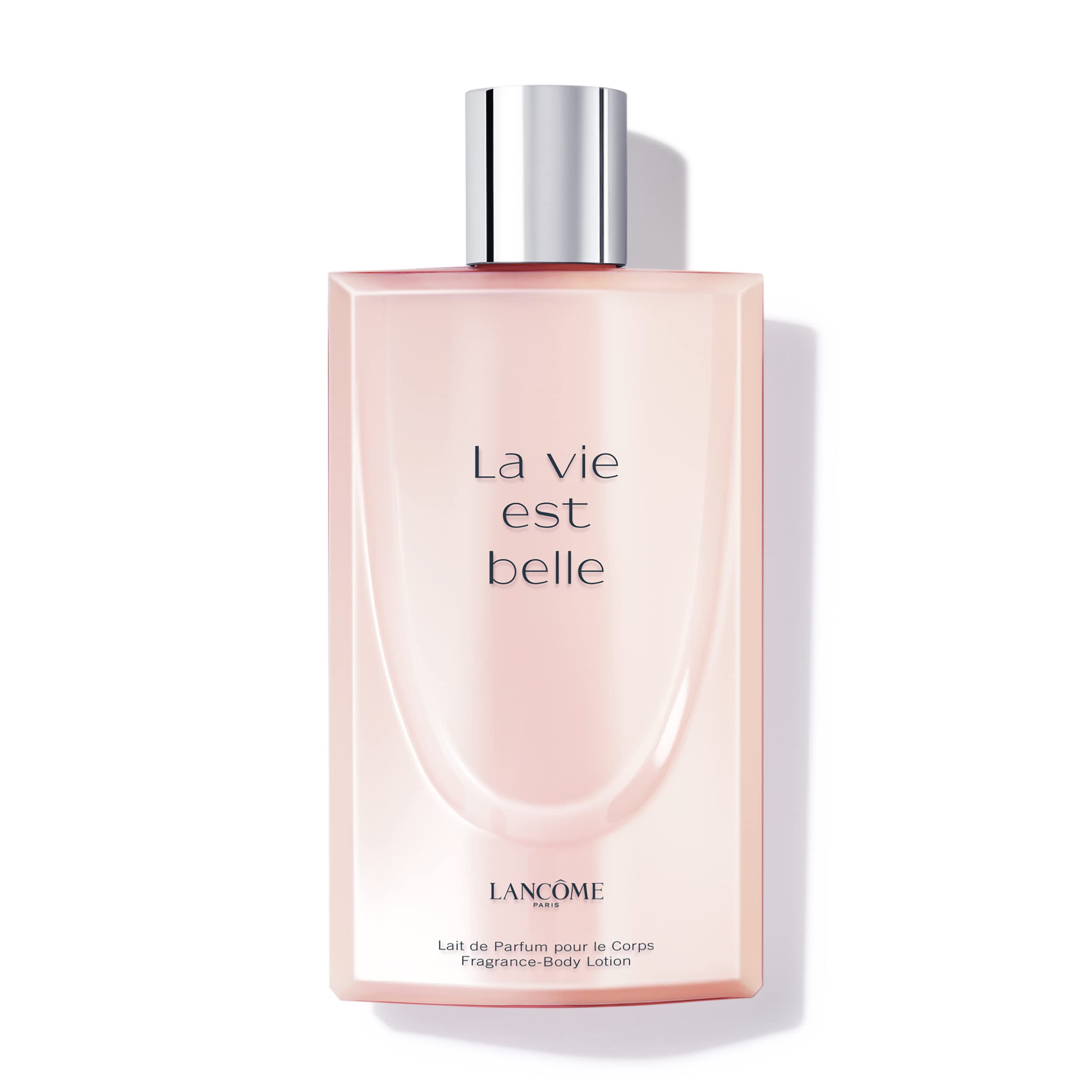 Lancôme La Vie Est Belle body lotion bottle close-up shows hydration and signature scent