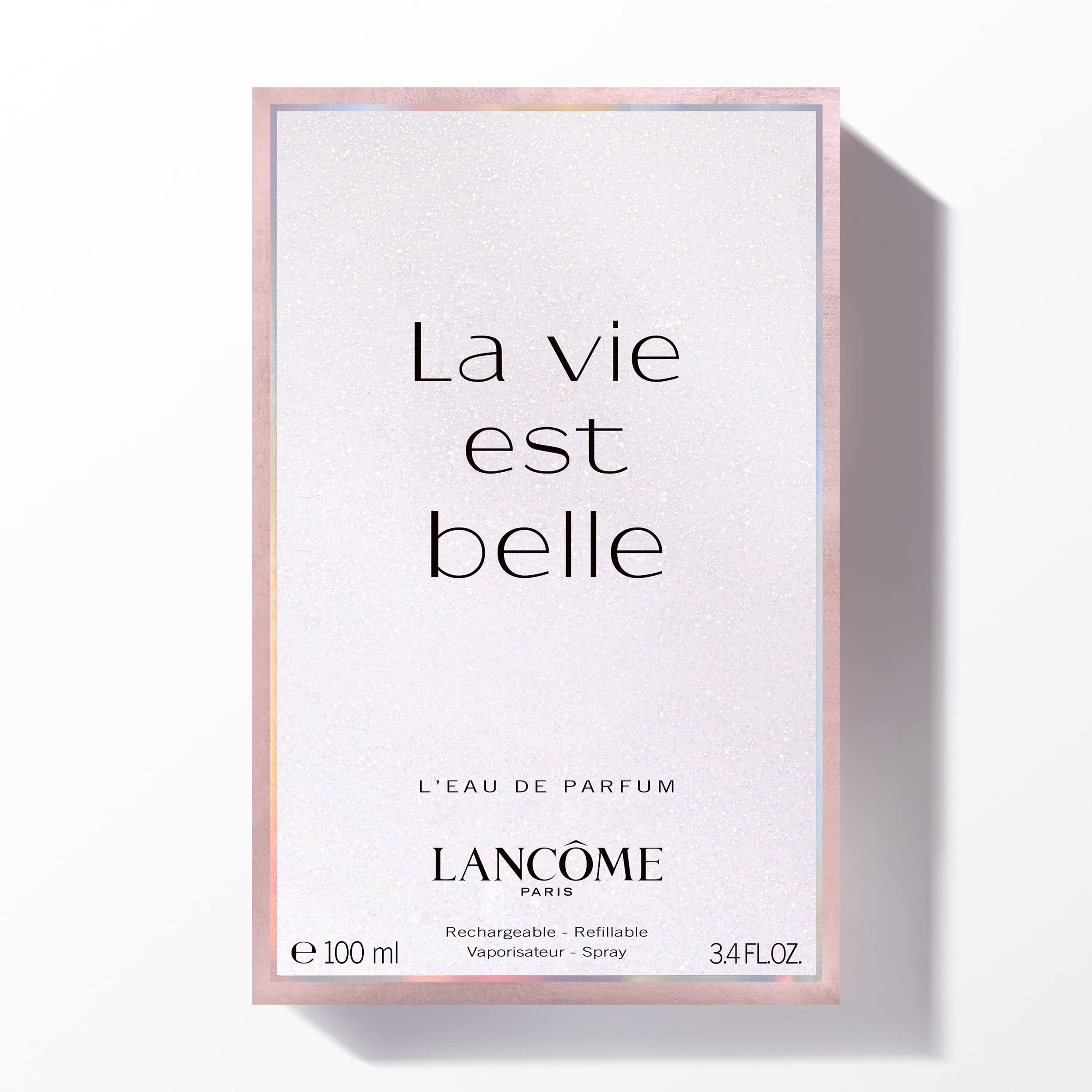 Lancôme La Vie Est Belle bottle with pump; easy daily application.