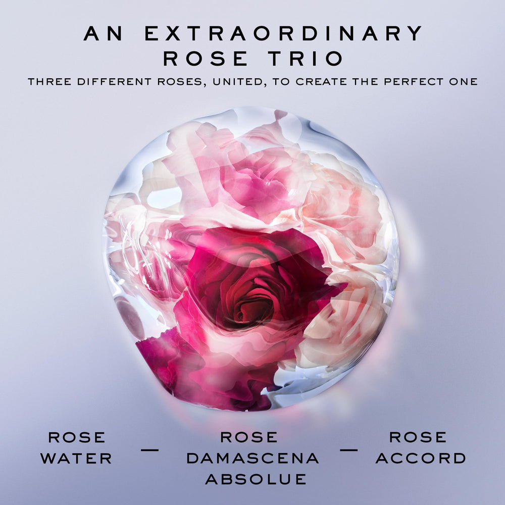 Lancôme La Vie Est Belle Rose Extraordinaire damascena absolute emphasis, rich rose depth.