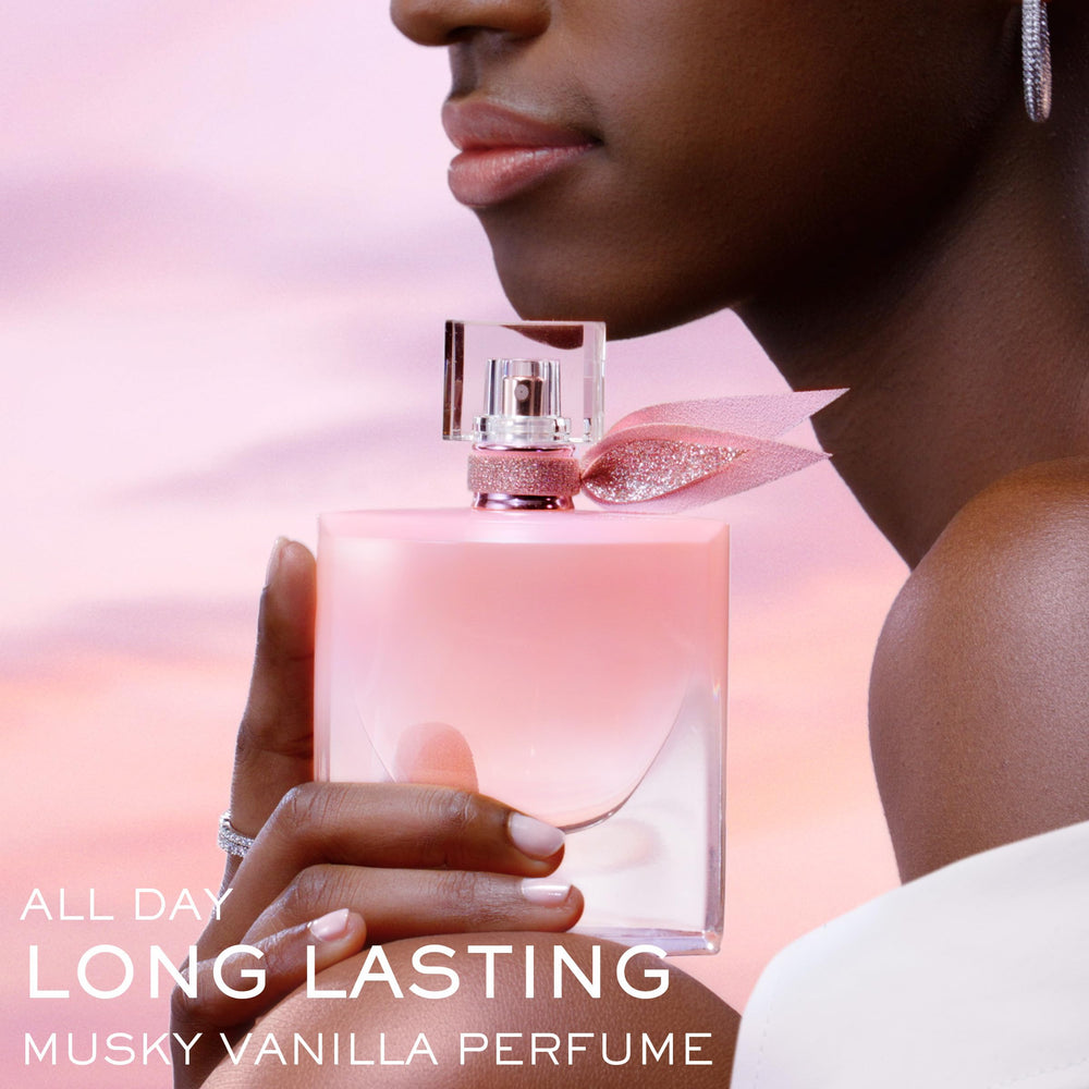 Lancome La Vie Est Belle Vanille Nude bottle close-up highlighting floral vanilla profile for daily wear