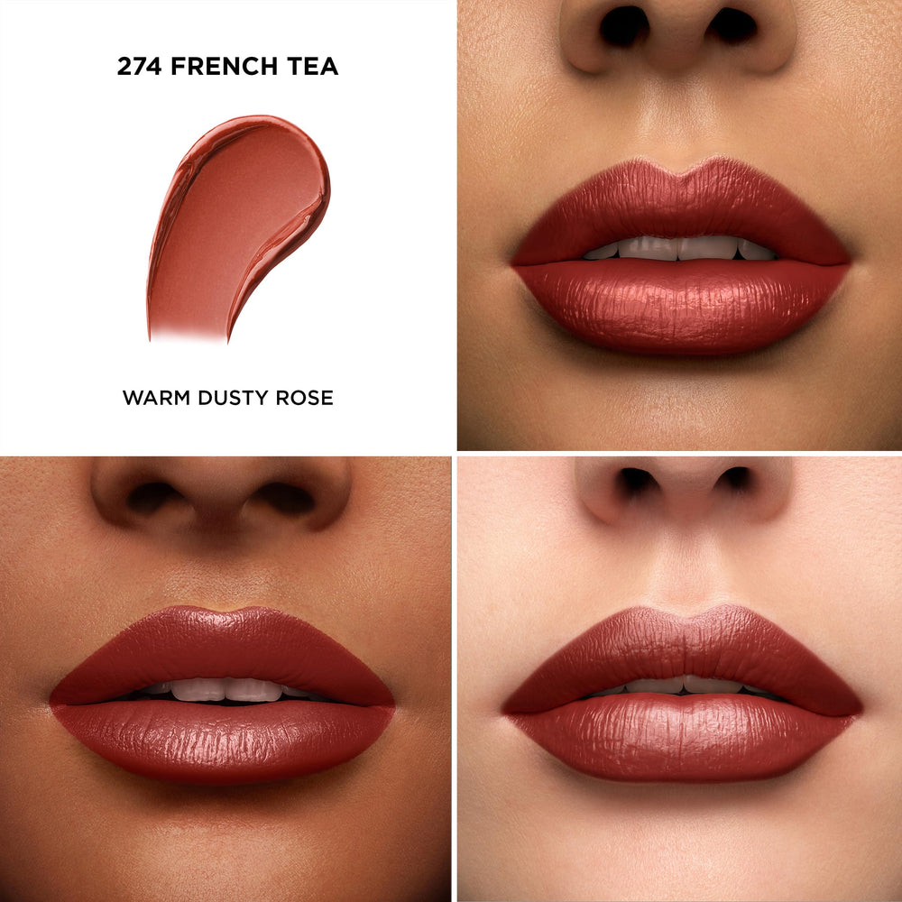 Lancôme L Abslou Rouge 274 French Tea lips swatch showing creamy finish