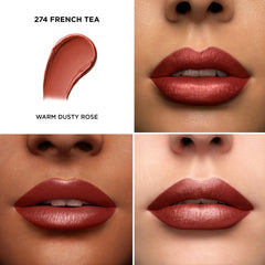 Lancôme L Abslou Rouge 274 French Tea lips swatch showing creamy finish