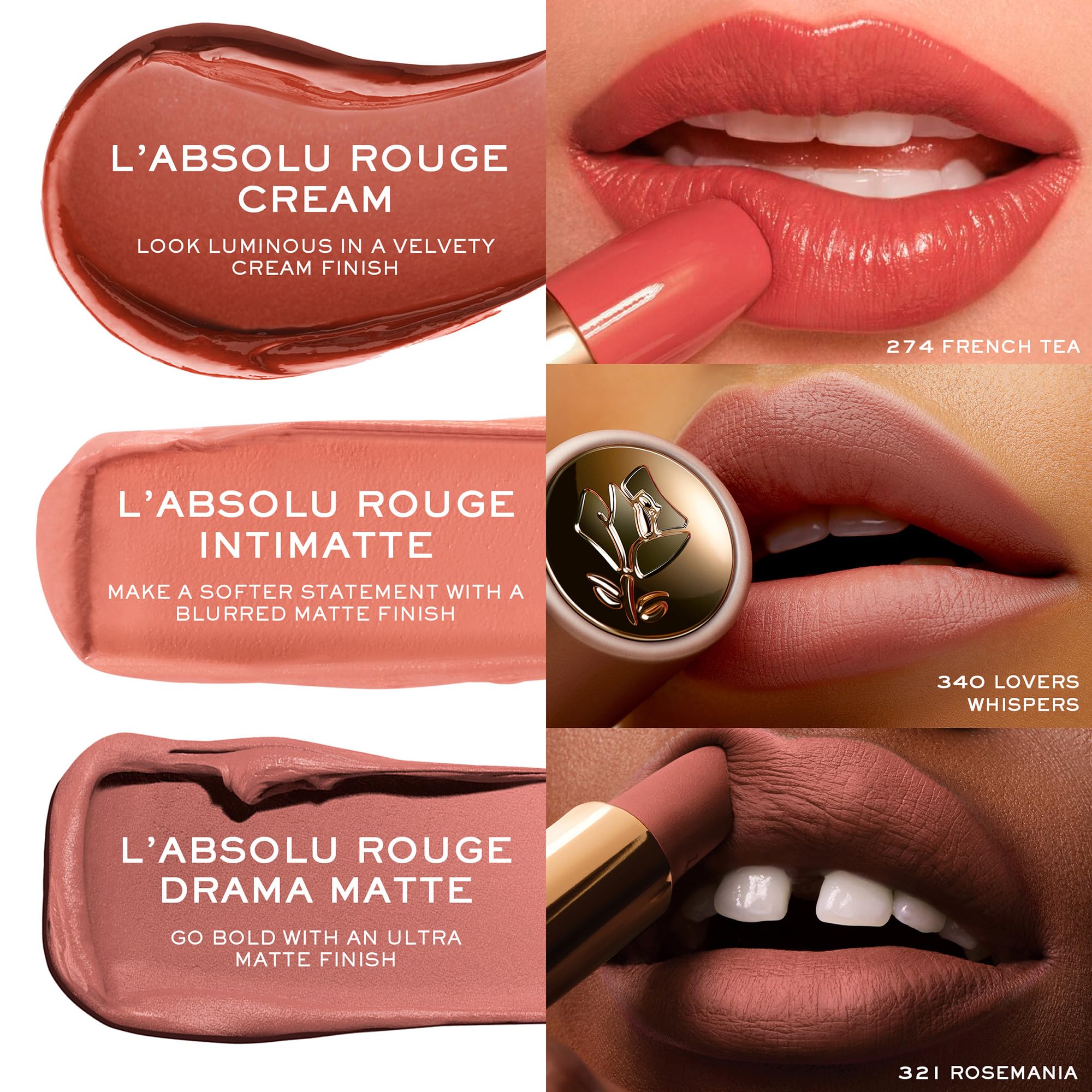 Lancôme LAbsolu Rouge Drama Matte longwear indicates lasting color through extended wear.