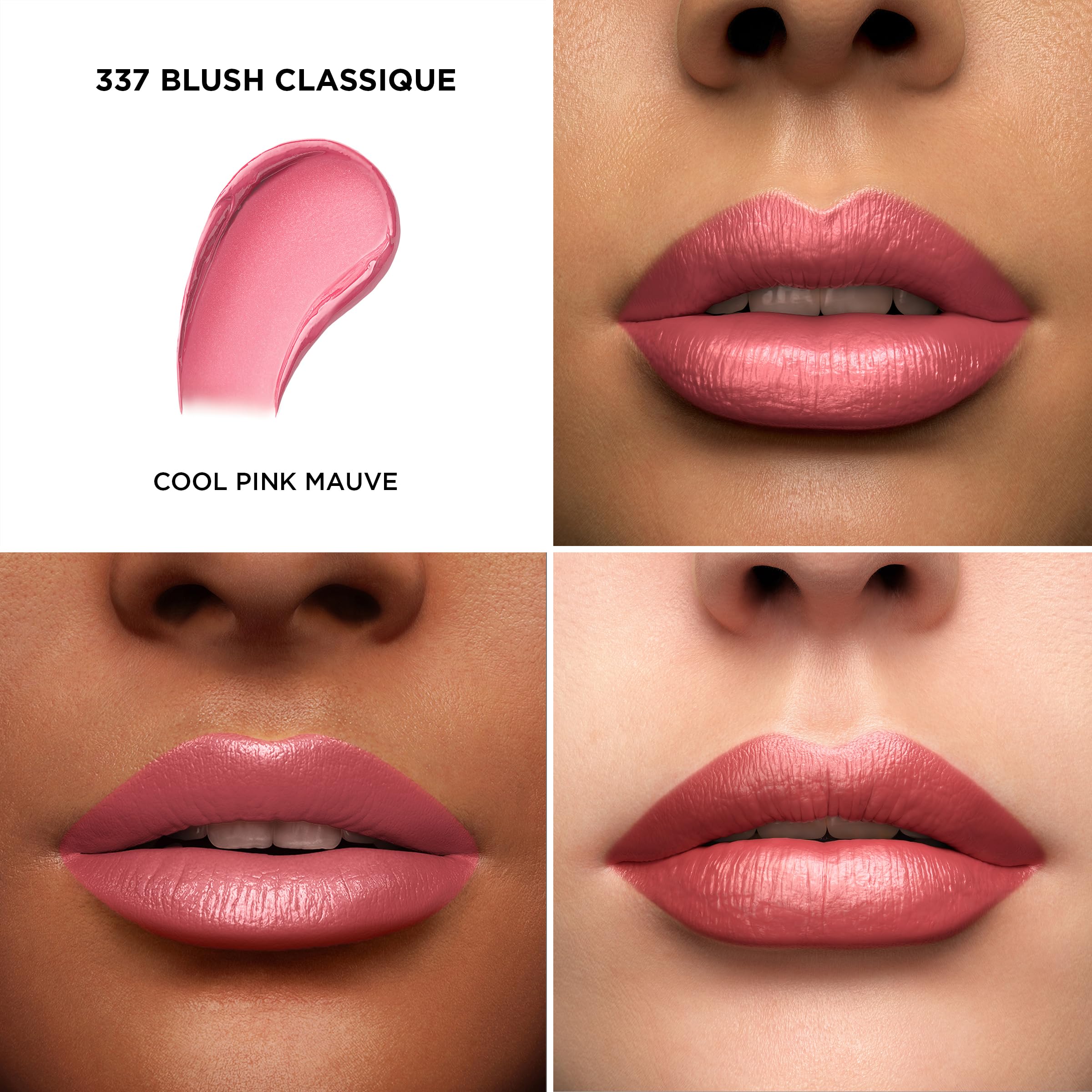 Lancôme L'Absolu Rouge swatch in 337 Blush Classique for vibrant color.