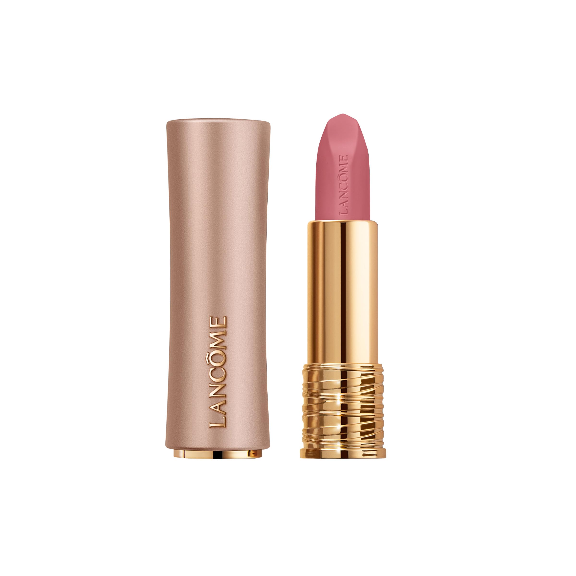 Lancôme L'Absolu Rouge Intimatte shade 320 Hush Hush close-up showing rich color and hydration.
