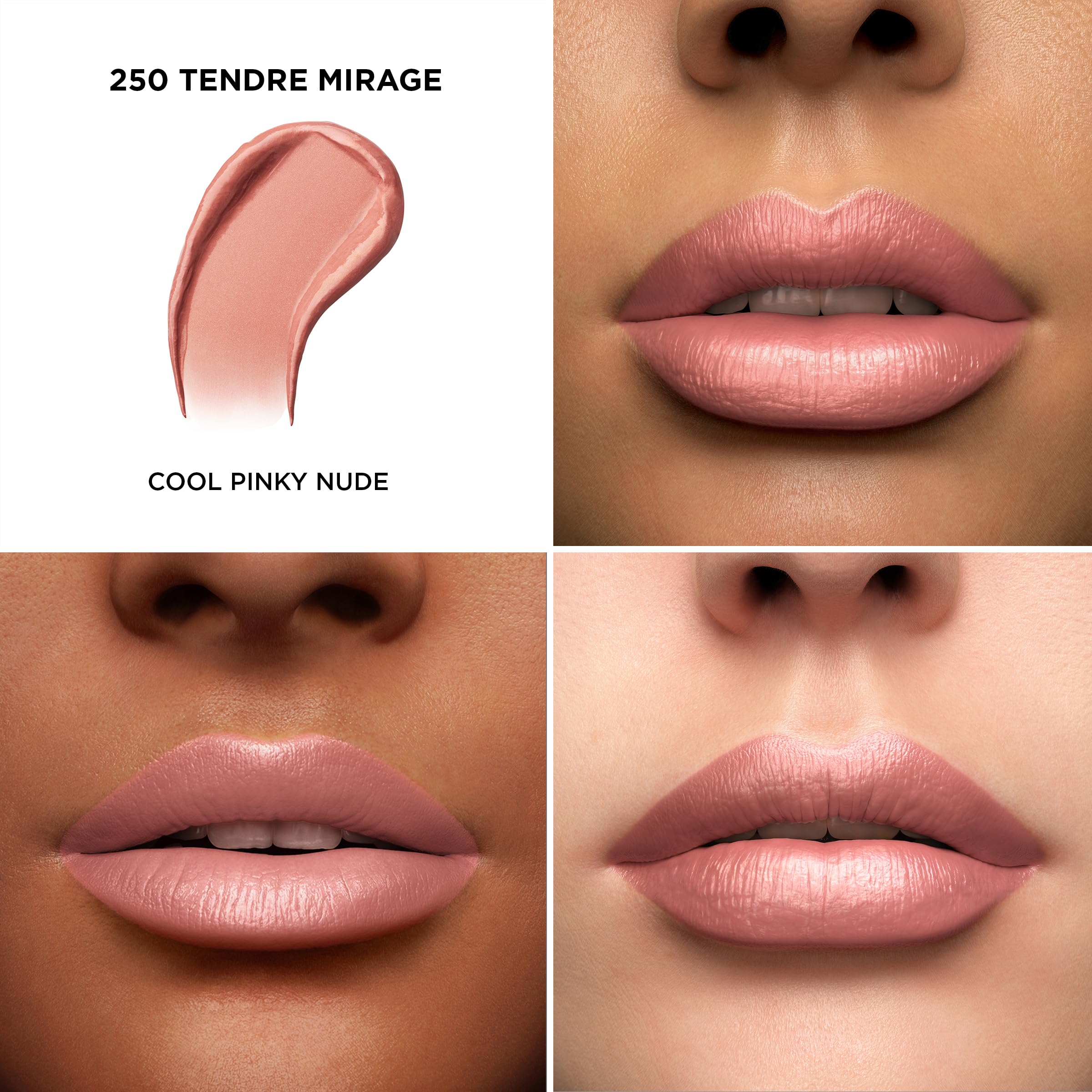 Lancôme L'Absolu Rouge Tendre Mirage lip swatch on arm shows creamy finish.