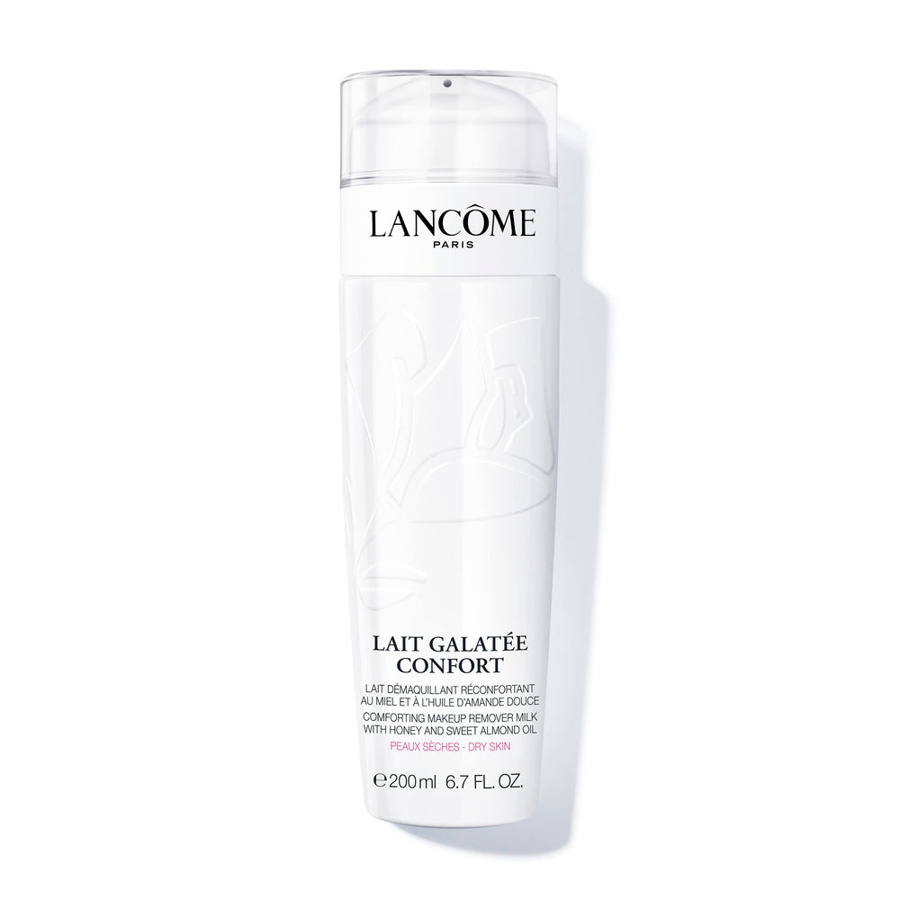 Lancôme Lait Galatée Confort makeup remover bottle with milky texture offering gentle cleansing and hydration.