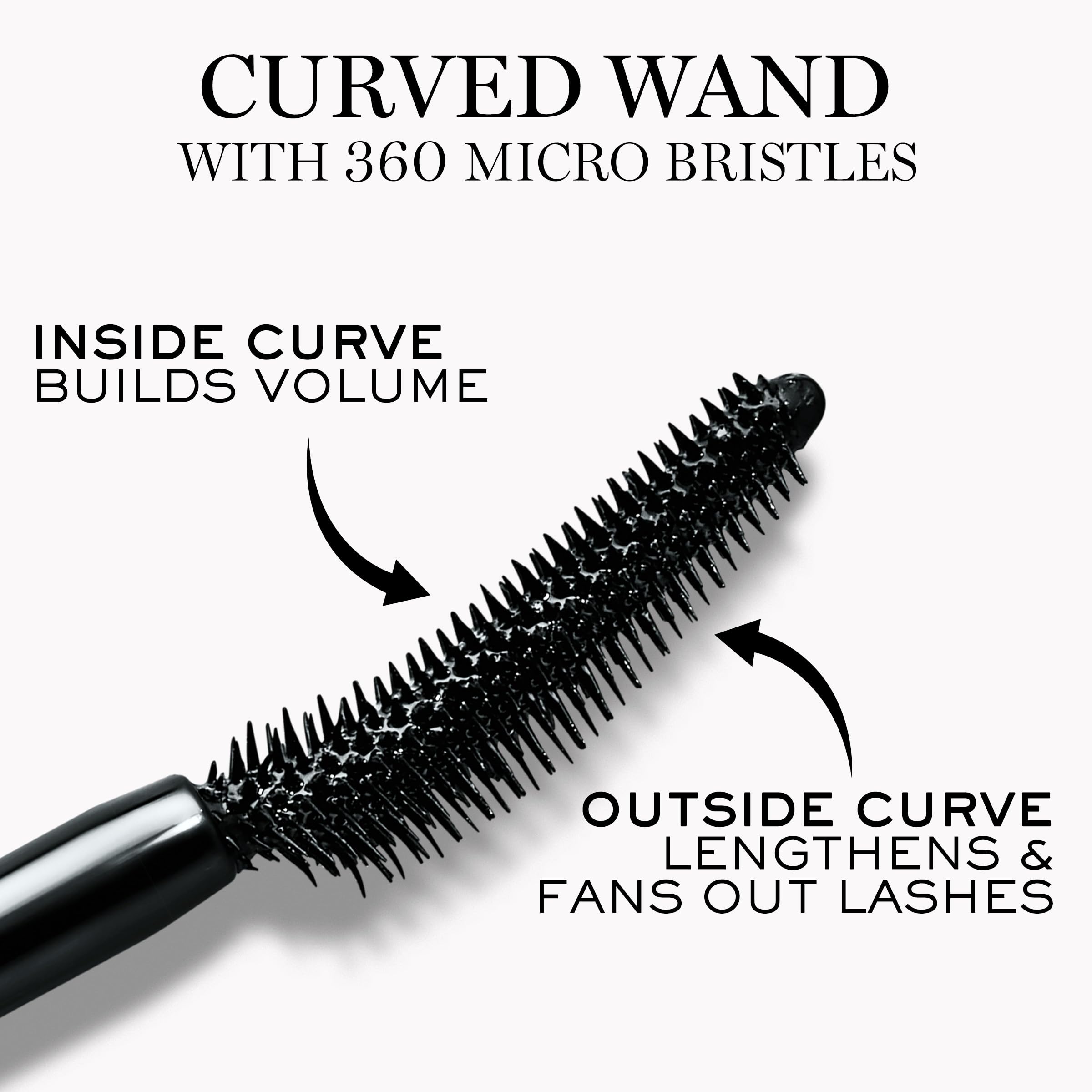 Lancôme Lash Idôle wand curved view highlights curling and separation across lashes