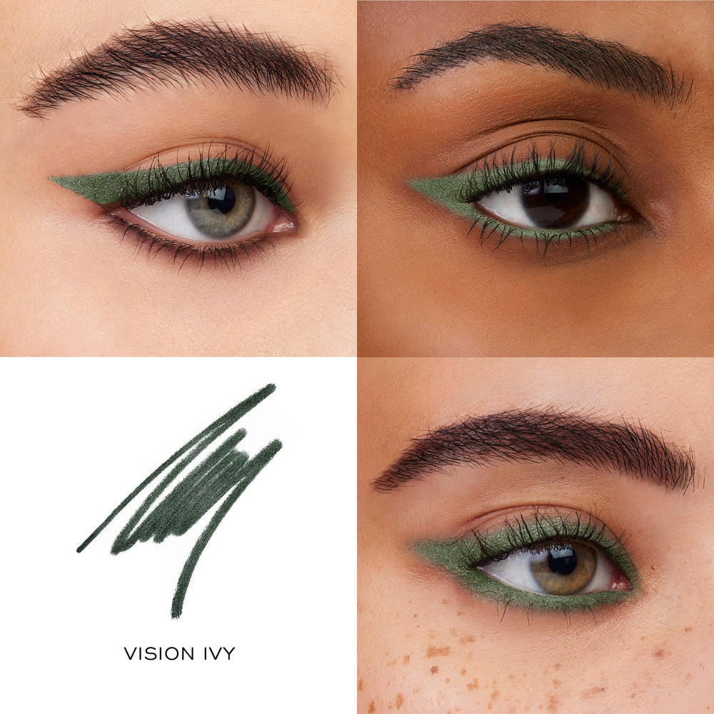 Lancôme Le Stylo Ivy on lashline demonstrates precise line with smudge-ready control.
