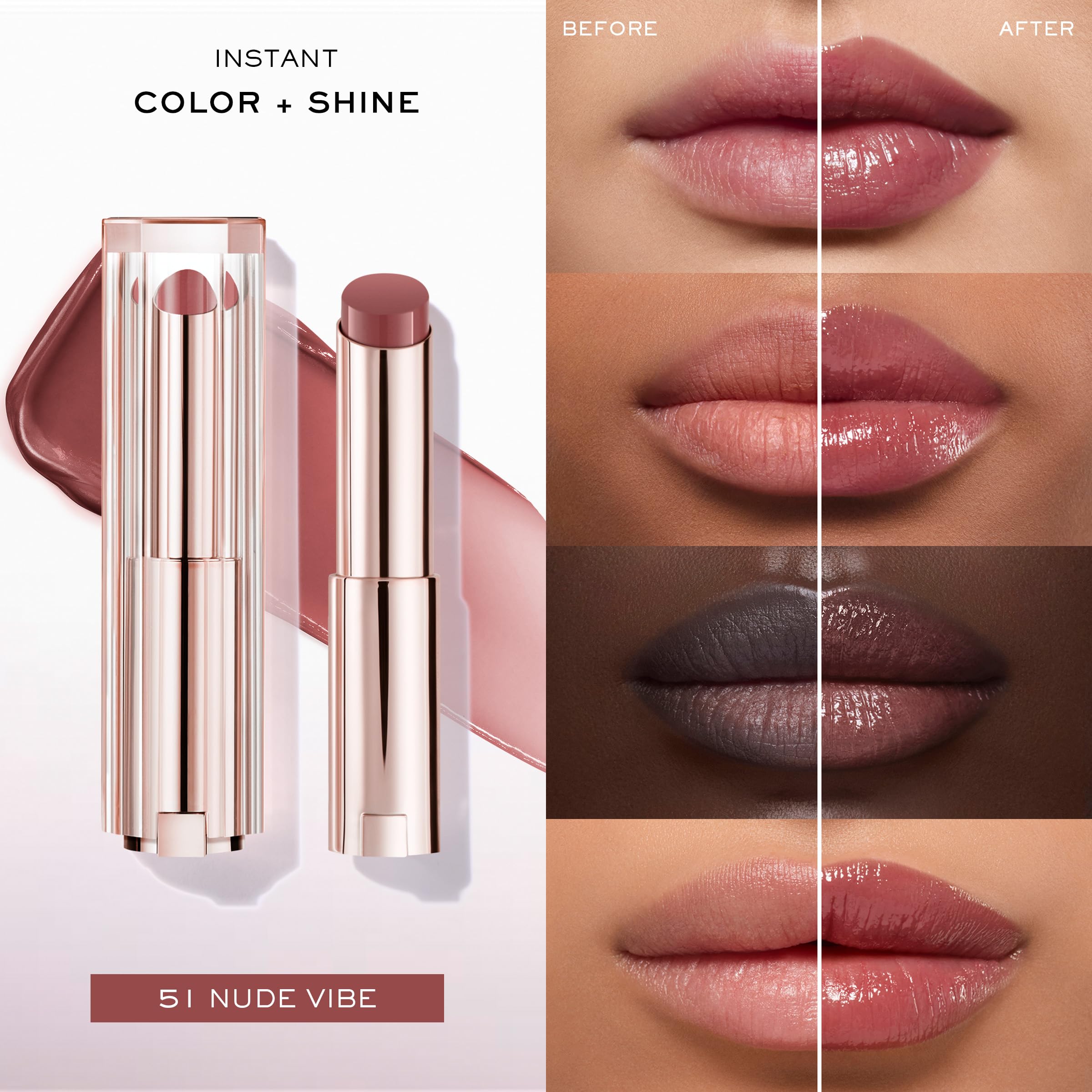 Lancôme Lip Idôle Butterglow lip application demonstrates smooth glide on lips