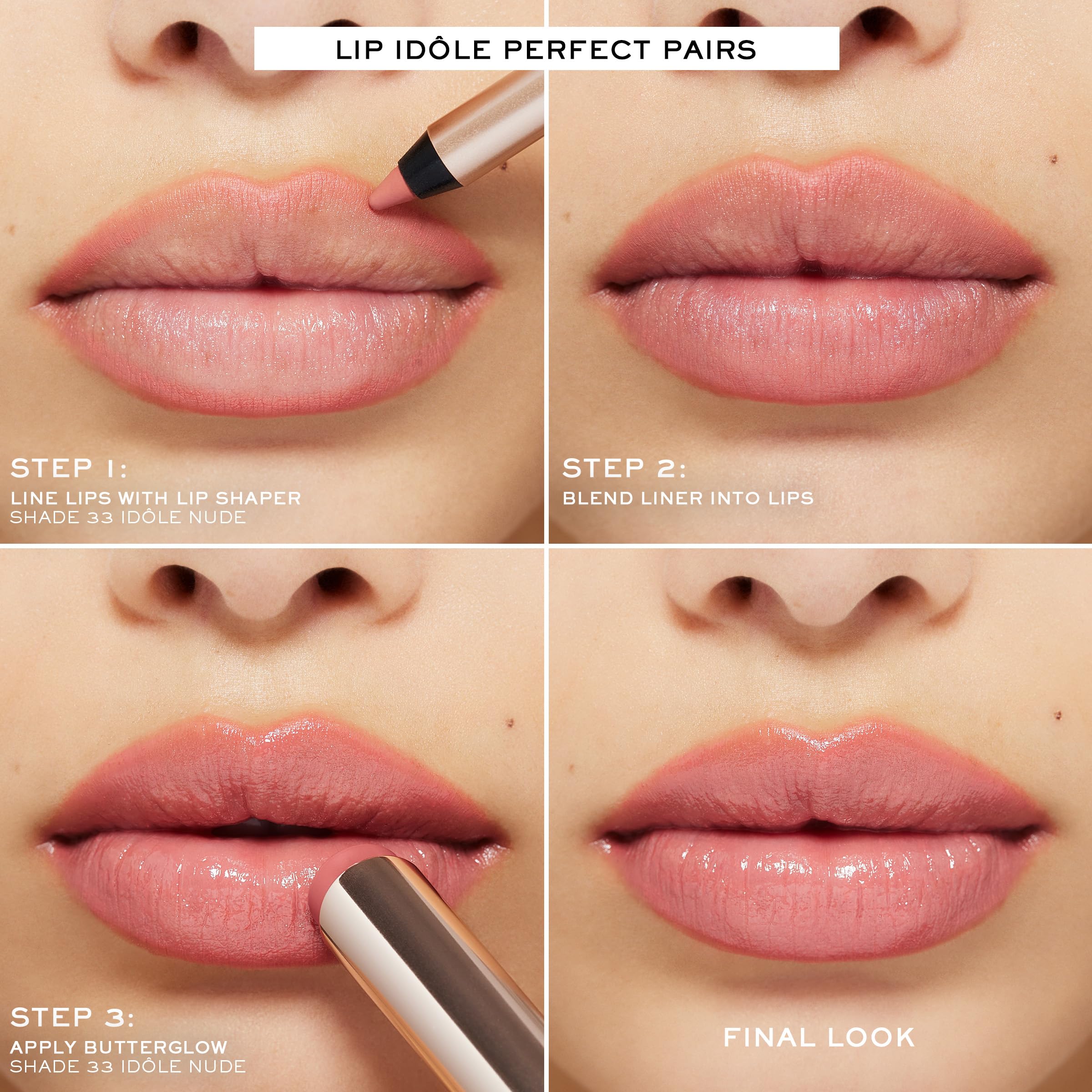 Lancôme Lip Idôle Lip Shaper paired with balm offers hydration and shine synergy.