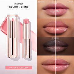 Lancôme Lip Idôle Squalane-12 Butterglow balm texture highlights lightweight glide.