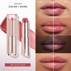 Lancôme Lip Idôle Squalane-12 Butterglow close-up of shiny finish and subtle color.