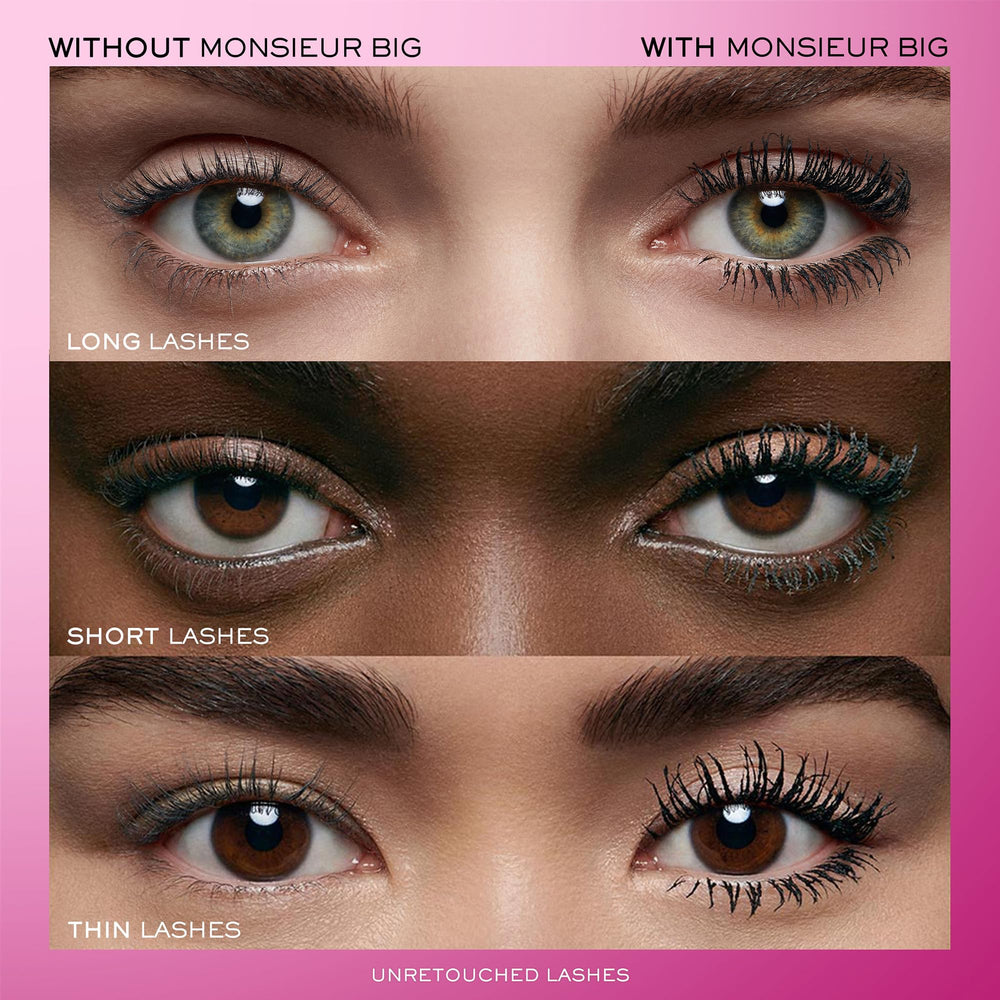Lancôme Monsieur Big Waterproof mascara brush close-up showing buildable length.