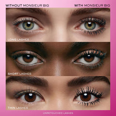 Lancôme Monsieur Big Waterproof mascara brush close-up showing buildable length.